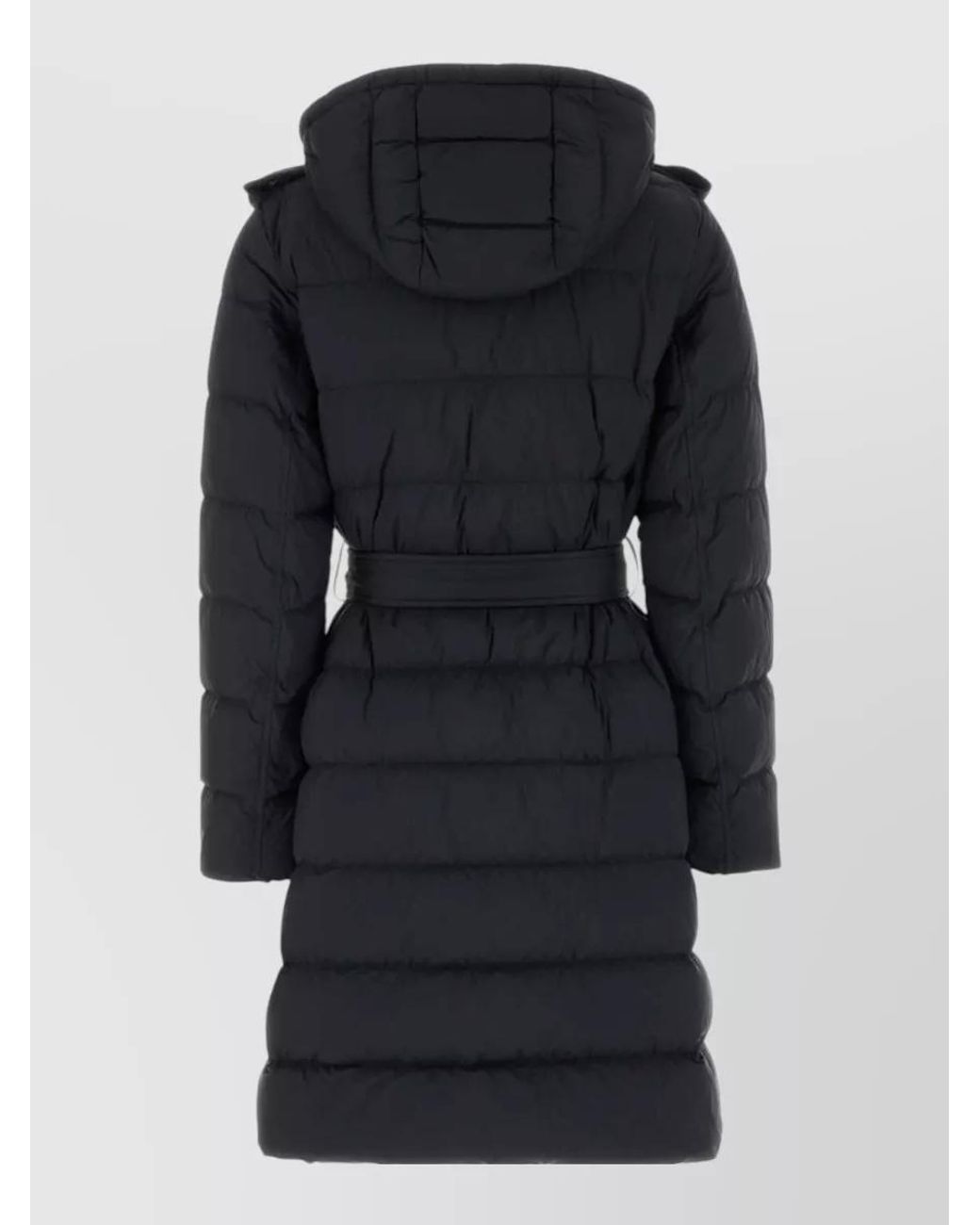 Burberry Black Down Quilted Belted Long Parka Coat
