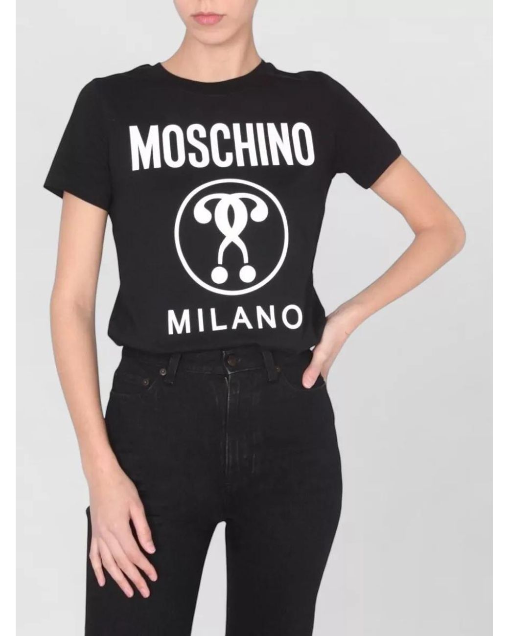Moschino Blue Logo Print Cotton T-Shirt