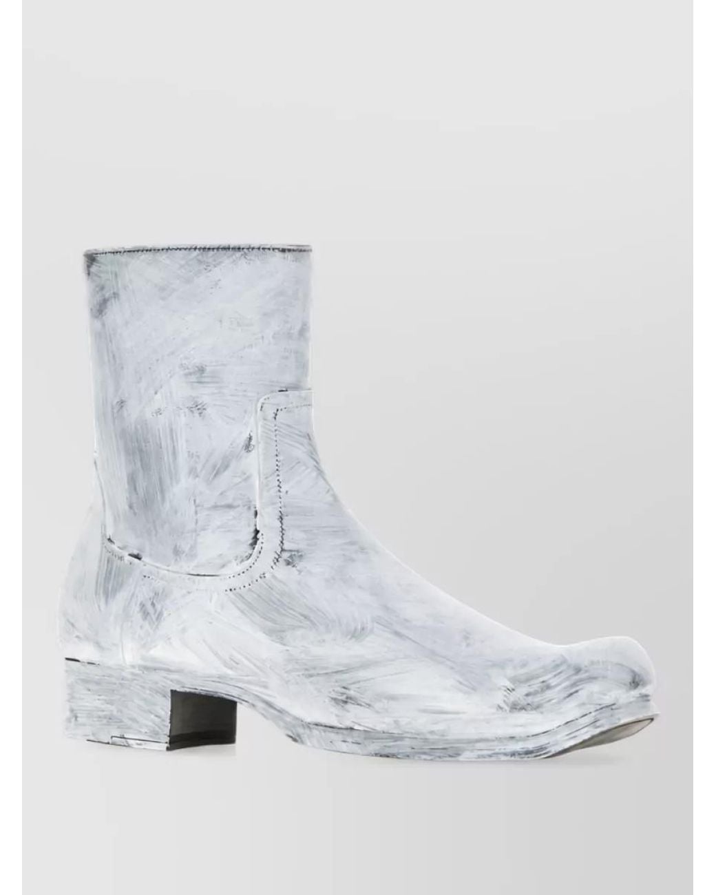 Maison Margiela White Printed Leather Ankle Boots for men