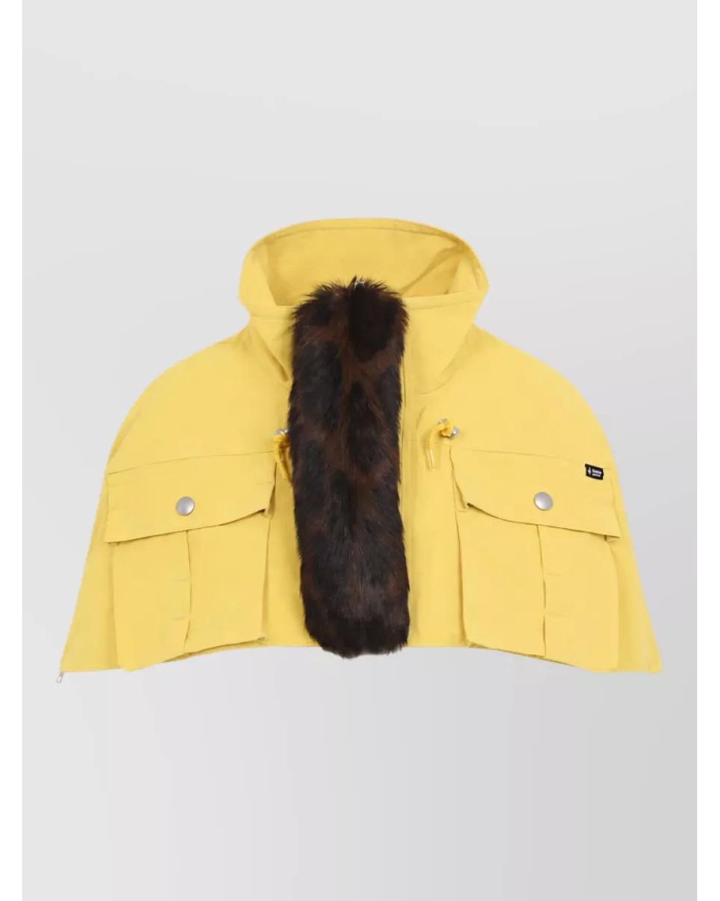 Prada Yellow Hooded Cropped Cape Jacket