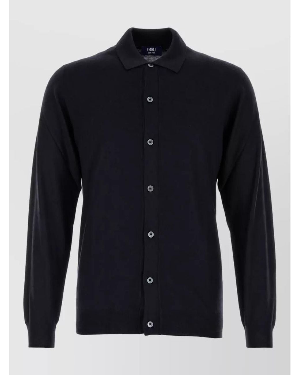 Fedeli Blue Wool Cardigan for men