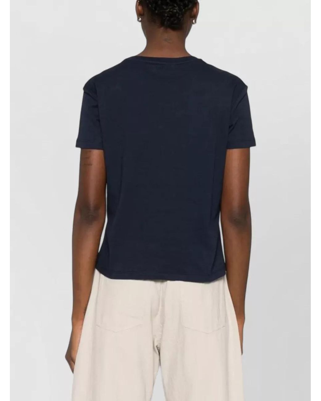 Max Mara Blue Embroidered Cotton Crew-Neck T-Shirt