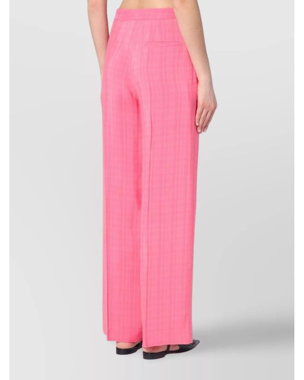 Semicouture Pink Viscose Wide-Leg Trousers