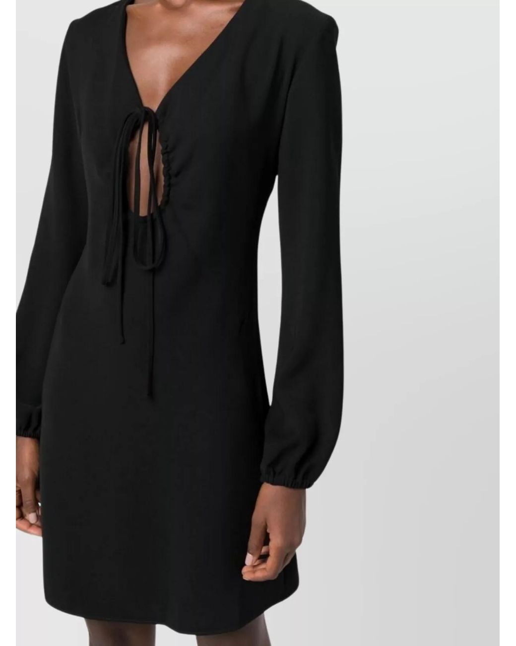 P.A.R.O.S.H. Black V-Neck Keyhole Mini Dress