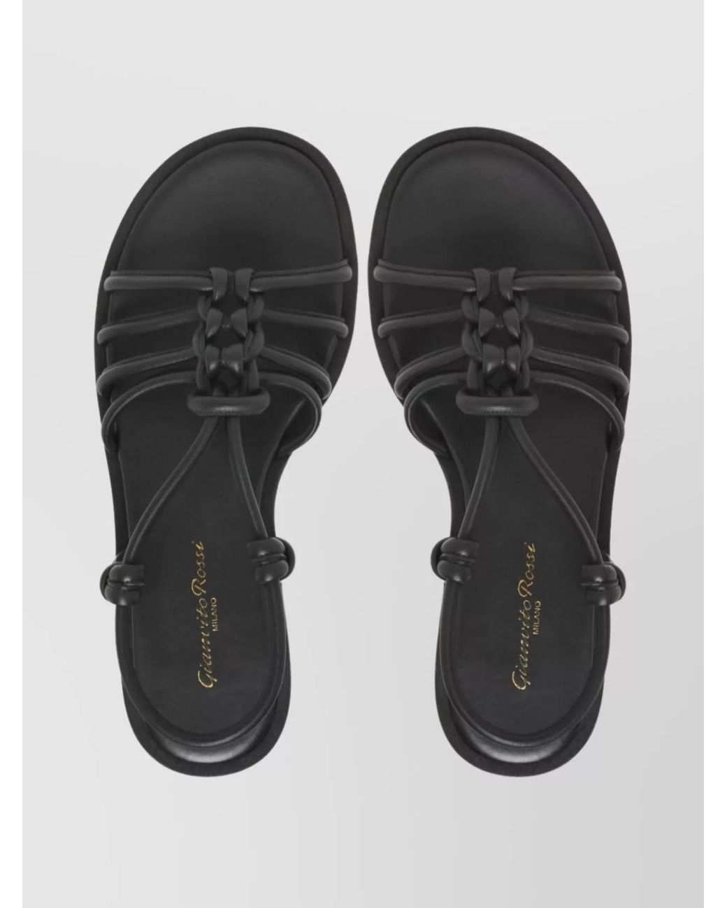 Gianvito Rossi Black Leather Knot-Detail Flatform Sandals