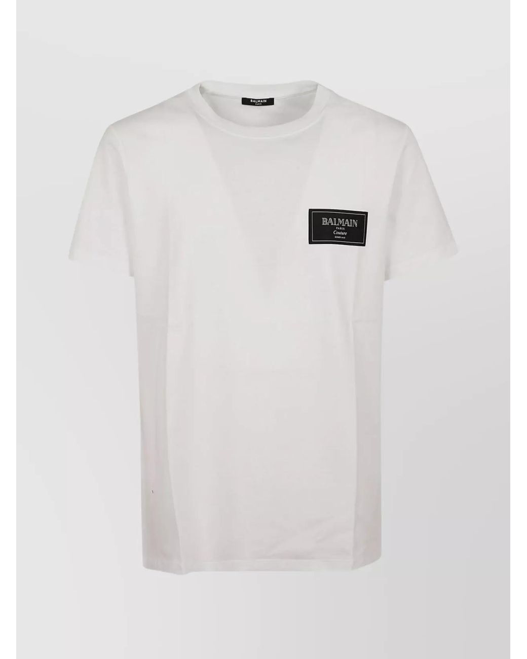 Balmain White Slim-Fit Cotton Logo-Patch T-Shirt for men