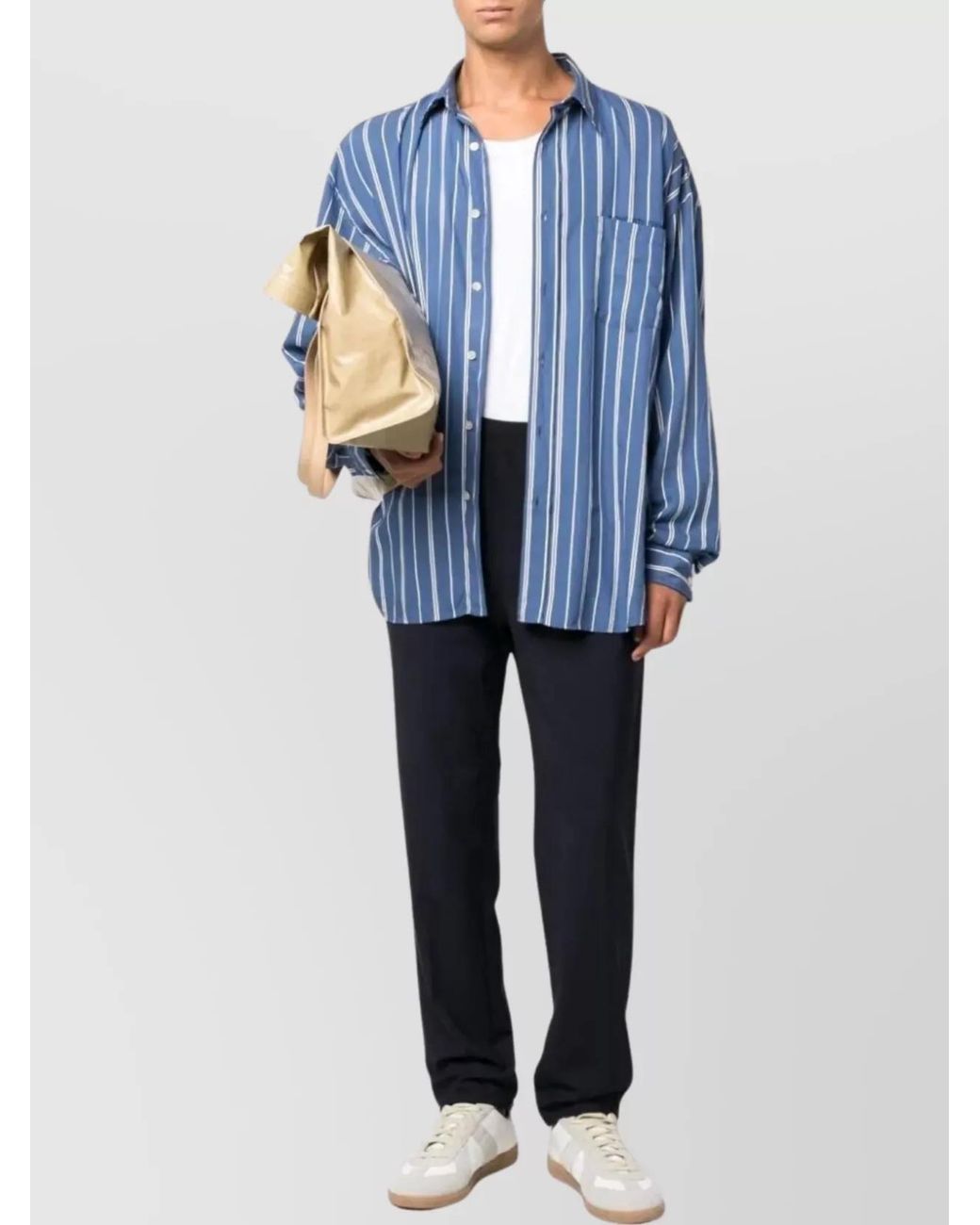 MSGM Blue Virgin Wool Slim-Fit Trousers for men
