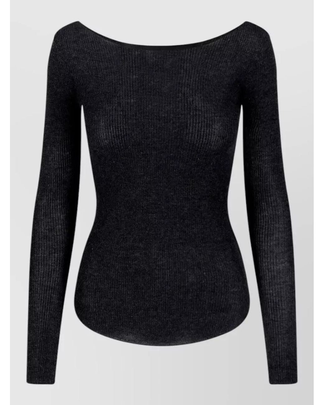 Isabel Marant Black Cashmere Silk Boat Neck Long Sleeve Top