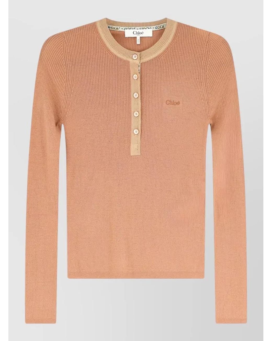 Chloé Multicolor Ribbed Merino Wool Slim-Fit Henley Jumper