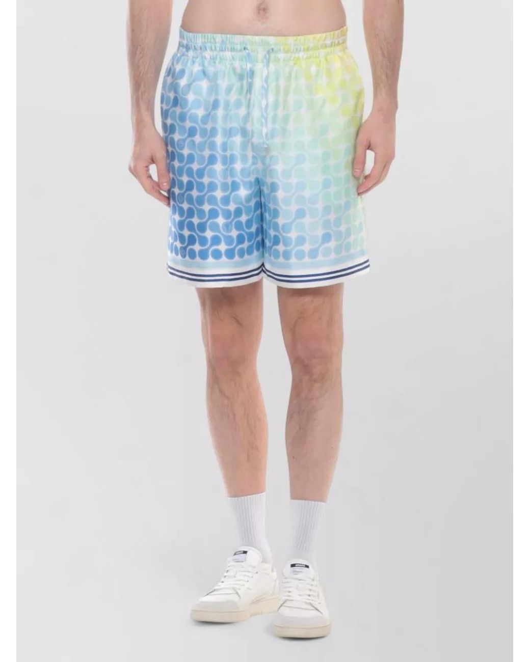 Casablanca Blue Silk Printed Bermuda Shorts for men