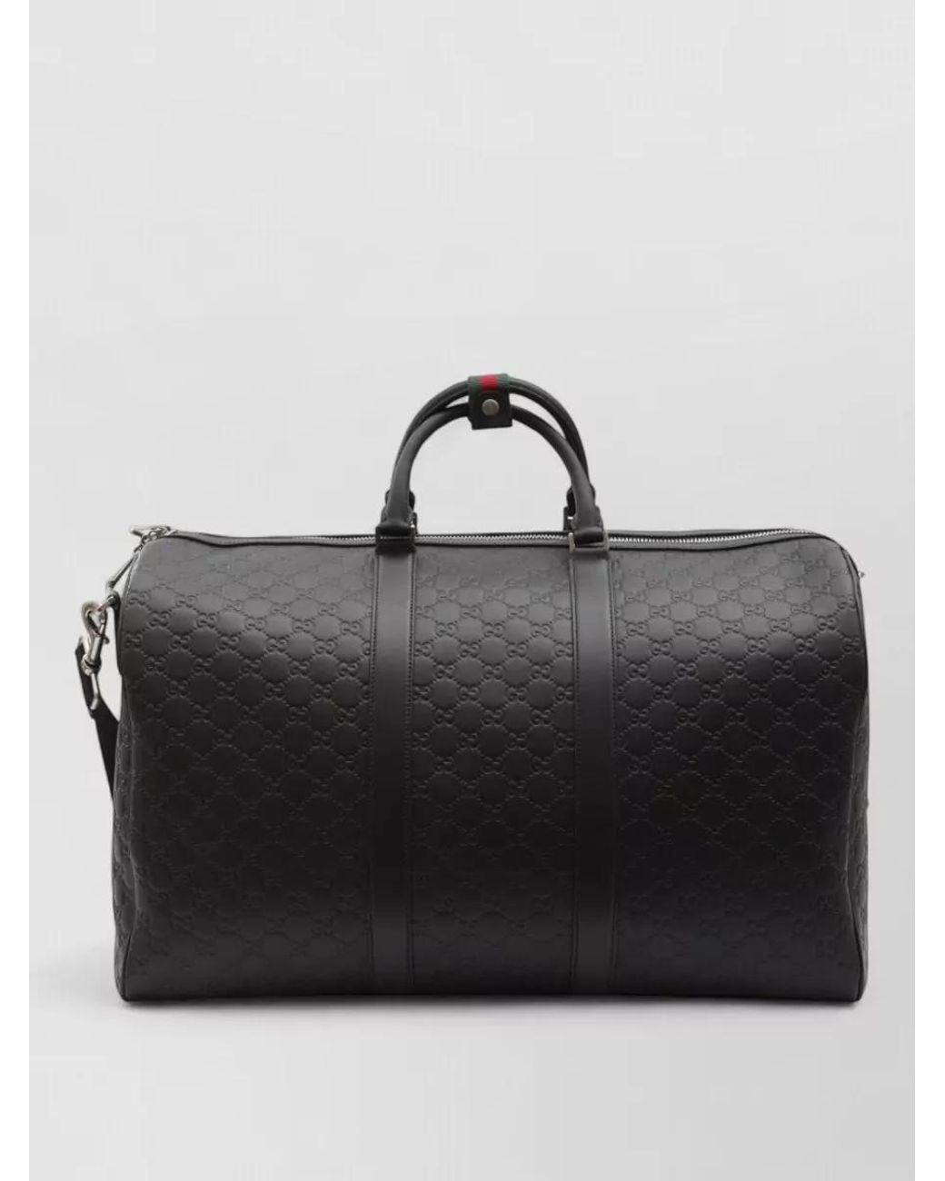 Gucci Black Gg Enblem Large Leather Duffle Bag
