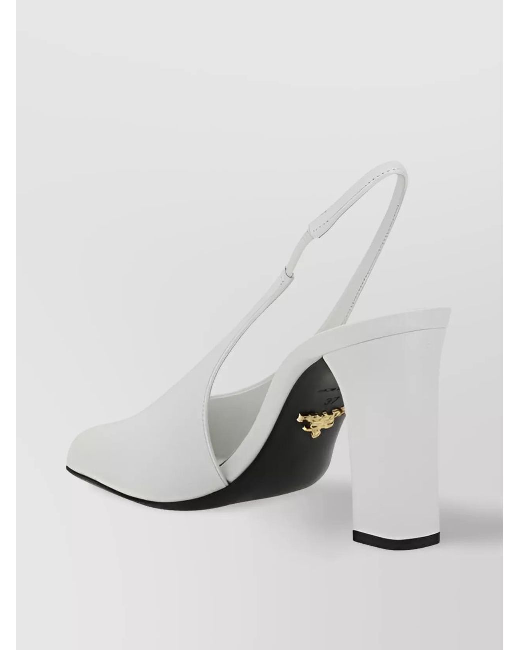 Prada Leather Block Heel Pumps in White | Lyst