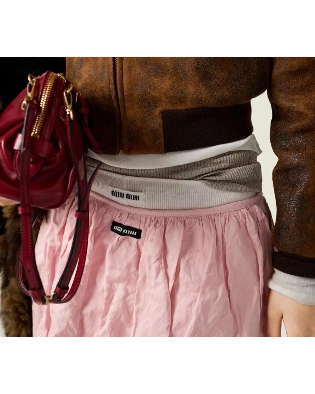 Miu Miu Pink Metallic A-Line Skirt