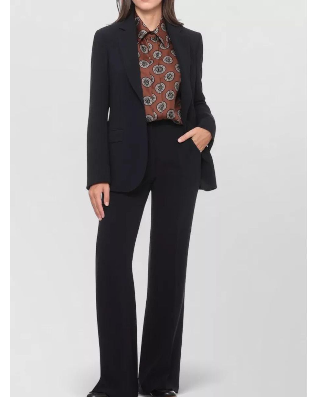 Alberto Biani Brown Printed Silk Long-Sleeve Shirt