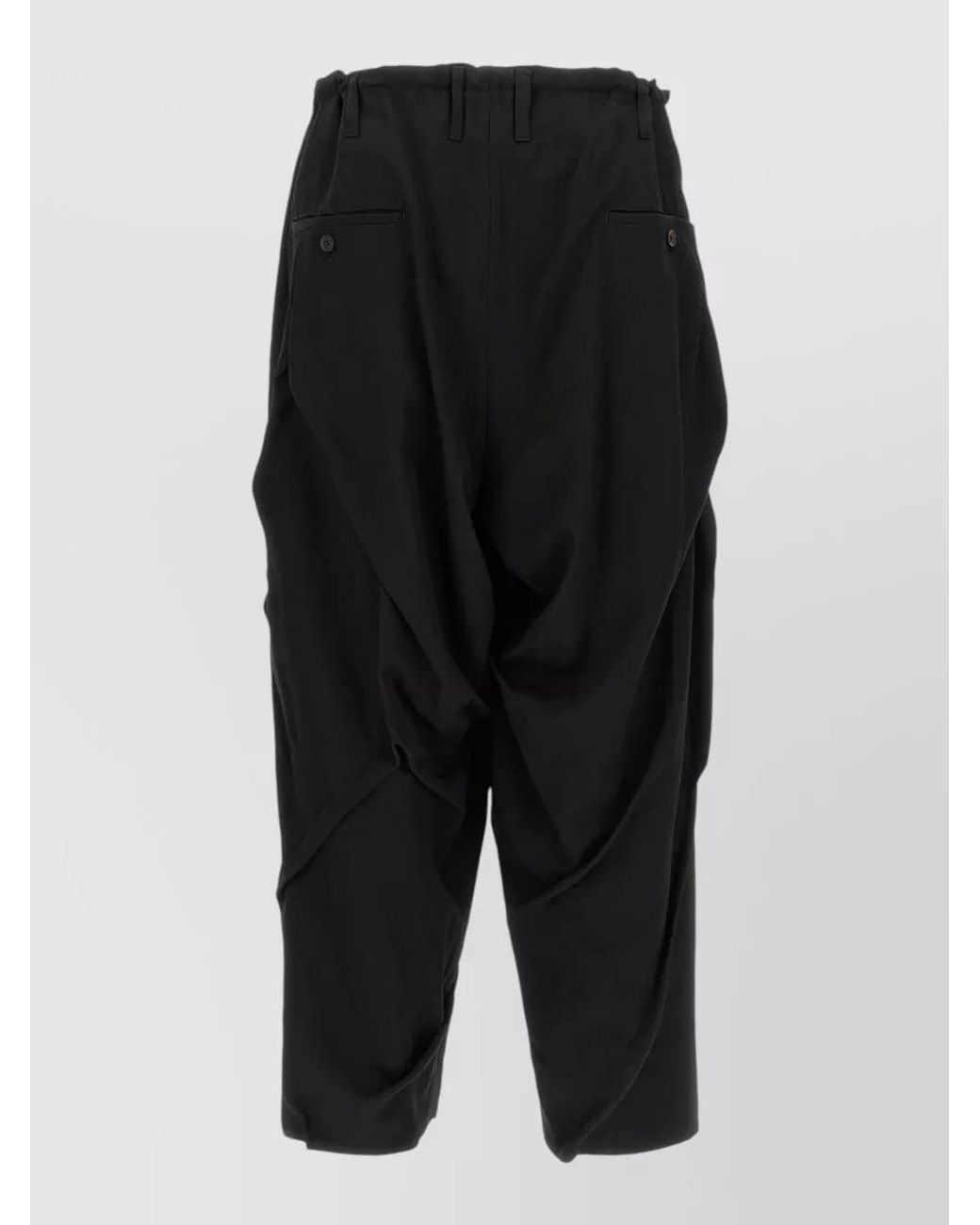 Yohji Yamamoto Black Wool Wide-Leg Drop-Crotch Trousers for men