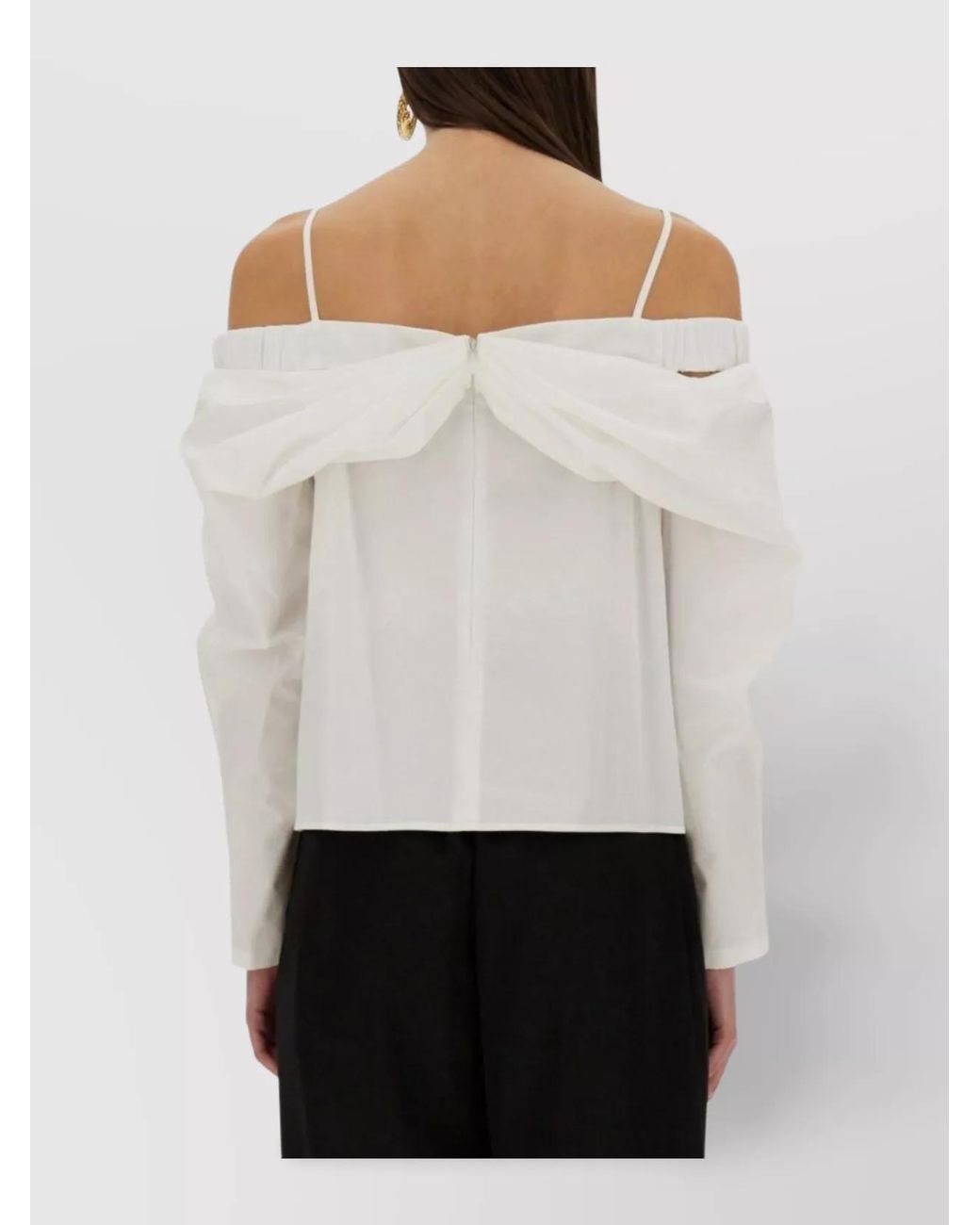Nina Ricci White Cotton Off-Shoulder Blouse