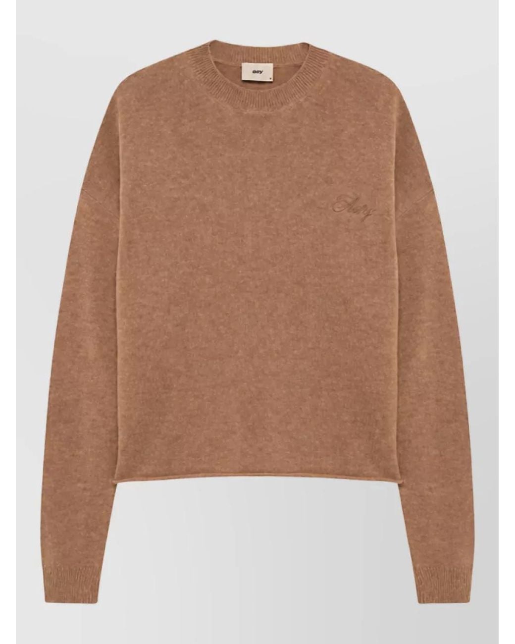 Autry Brown Wool Cropped Logo Embroidered Sweater