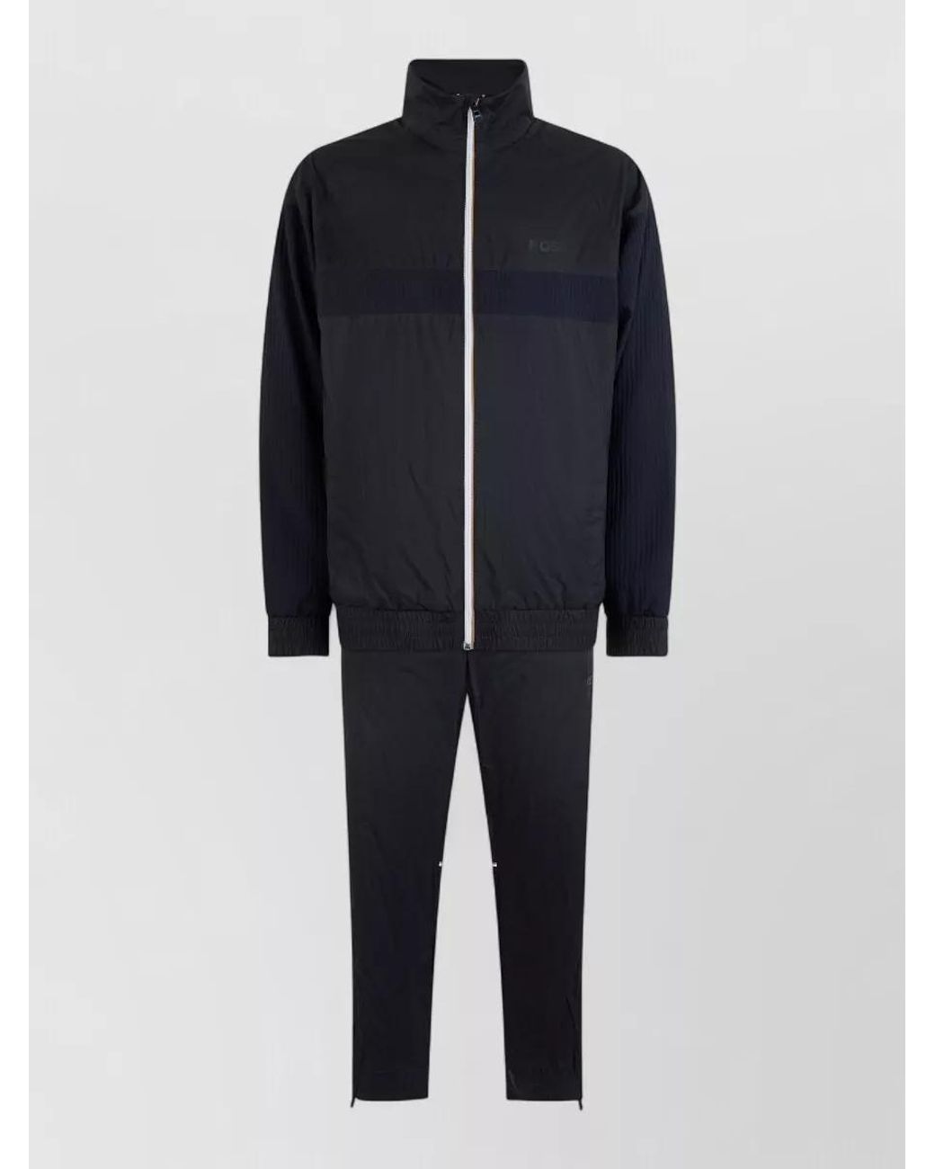 Boss Blue Polyester Zip High Collar Jumpsuit for men
