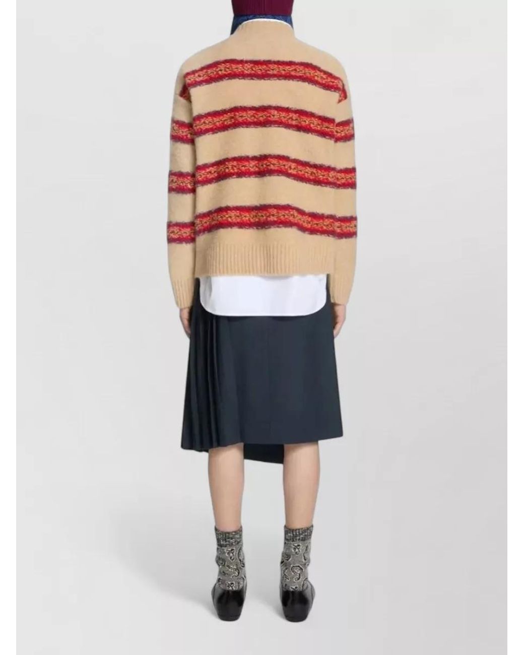 Dries Van Noten Pink Textured Sweater With Multicolored Stripes for men