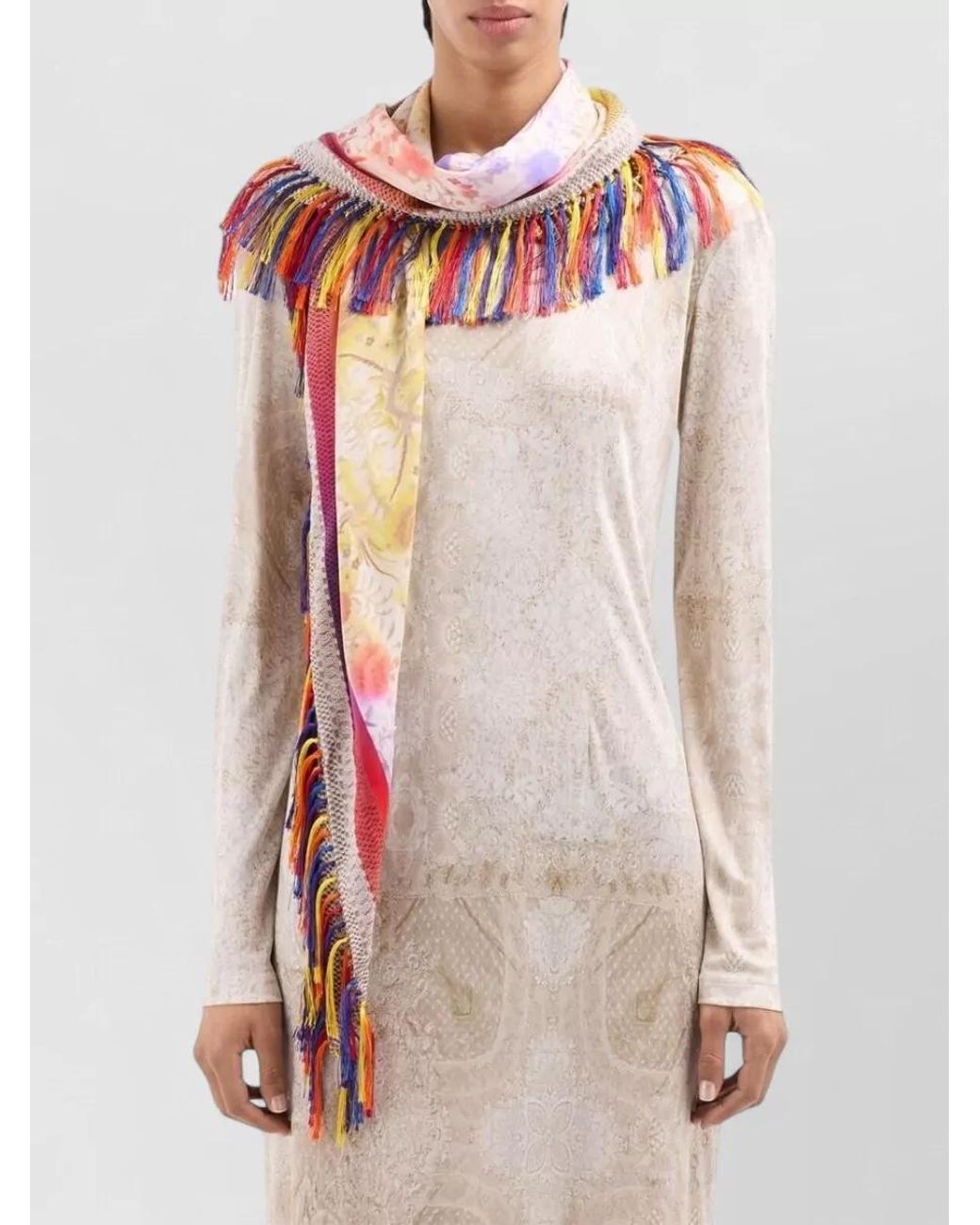 Pierre Louis Mascia White Printed Silk Scarf