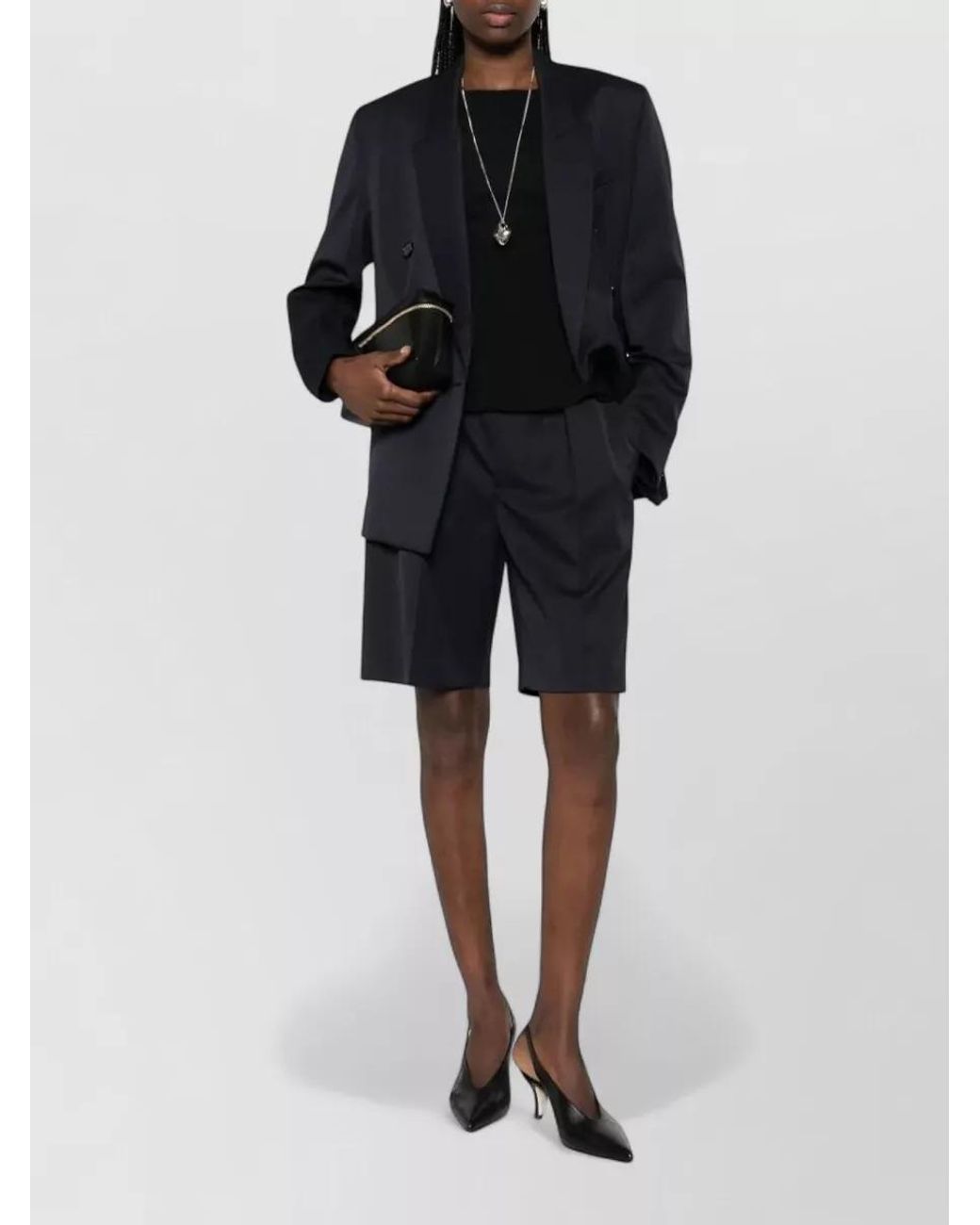 Victoria Beckham Blue Wool Double-Breasted Tailored Blazer