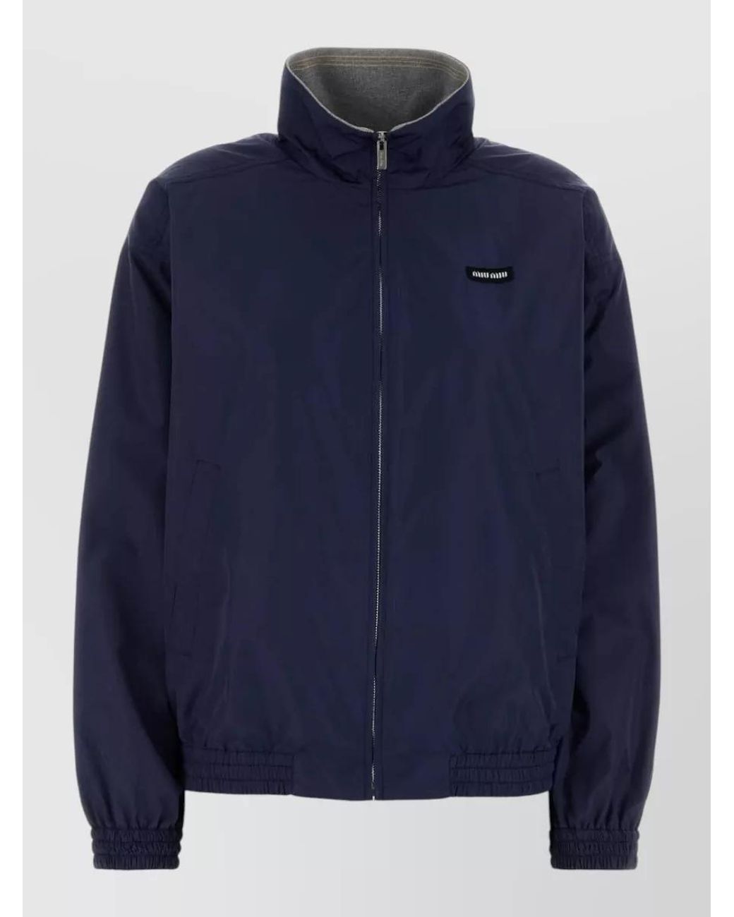 Miu Miu Blue Recycled Polyester Bomber Jacket