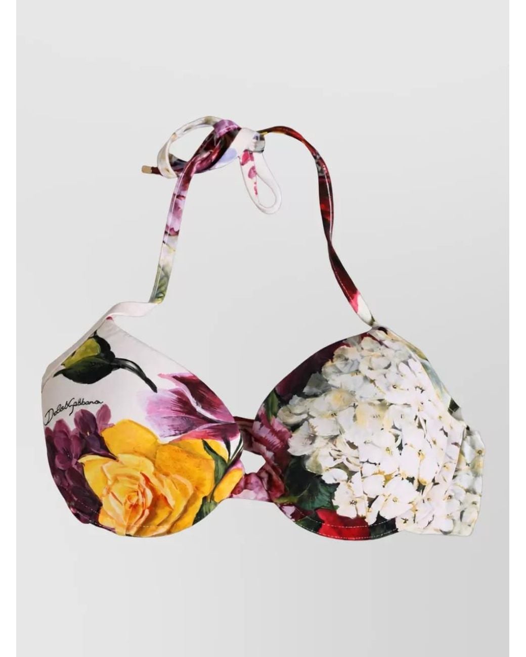 Dolce & Gabbana Multicolor Floral-Print Bikini Top