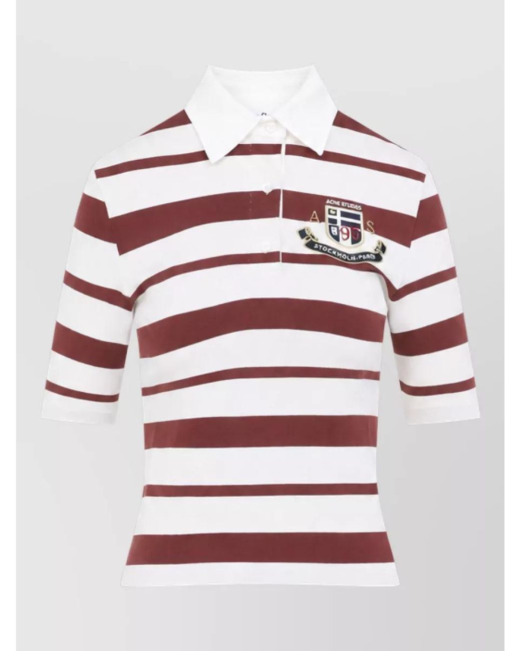 Acne Red Striped Slim-Fit Short-Sleeve Polo Shirt
