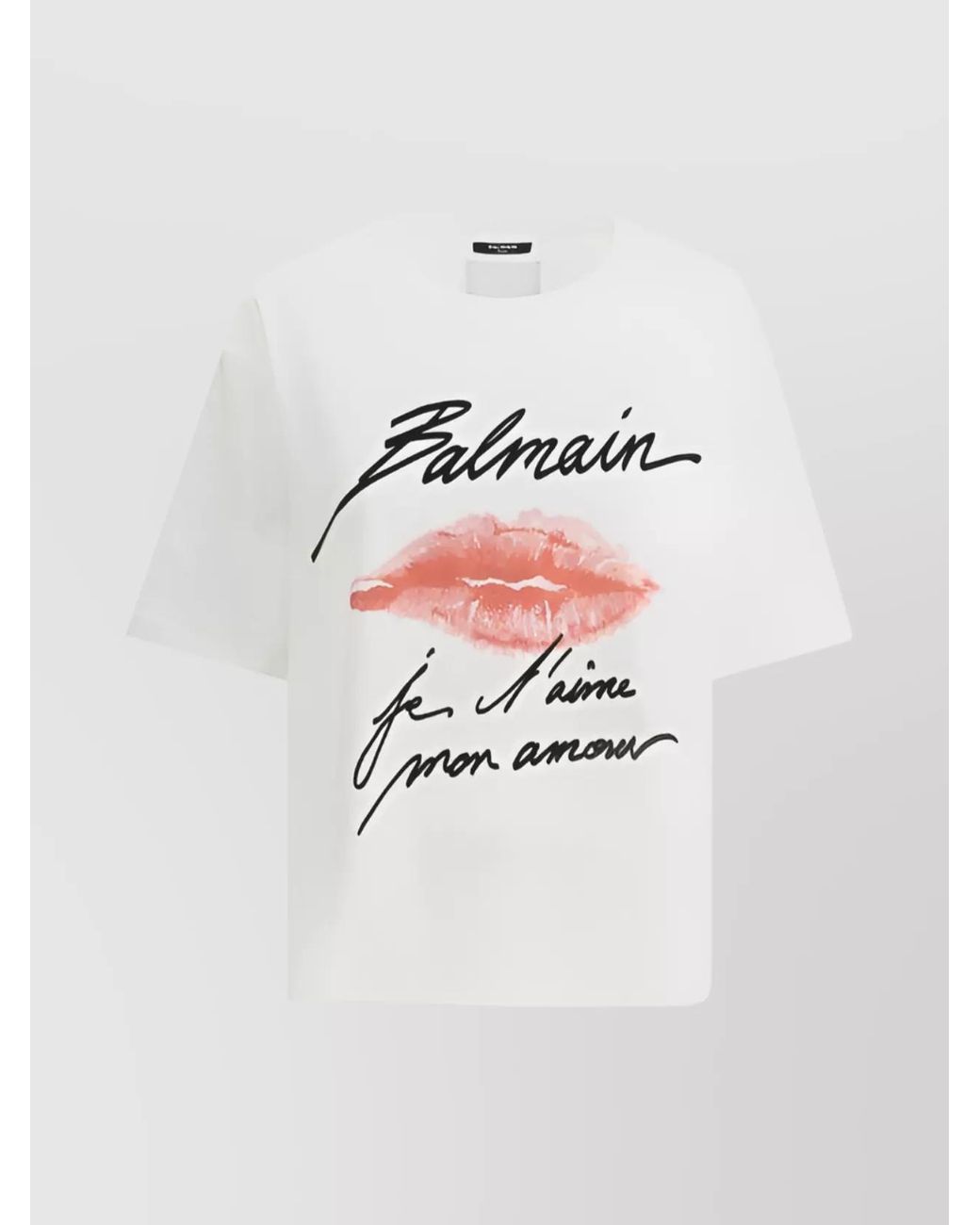 Balmain White Cotton Kiss Print T-Shirt