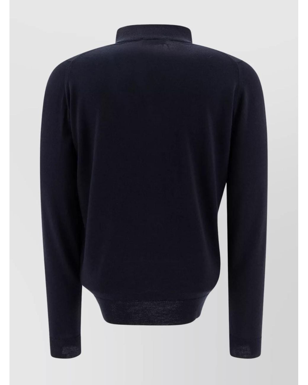 John Smedley Blue Merino Wool Half Zip Sweater for men