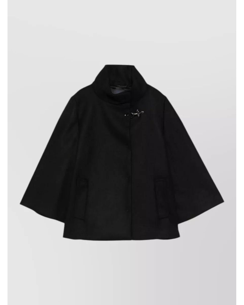 Fay Black Wool And Cashmere Long-Sleeve Funnel-Neck Coat for men