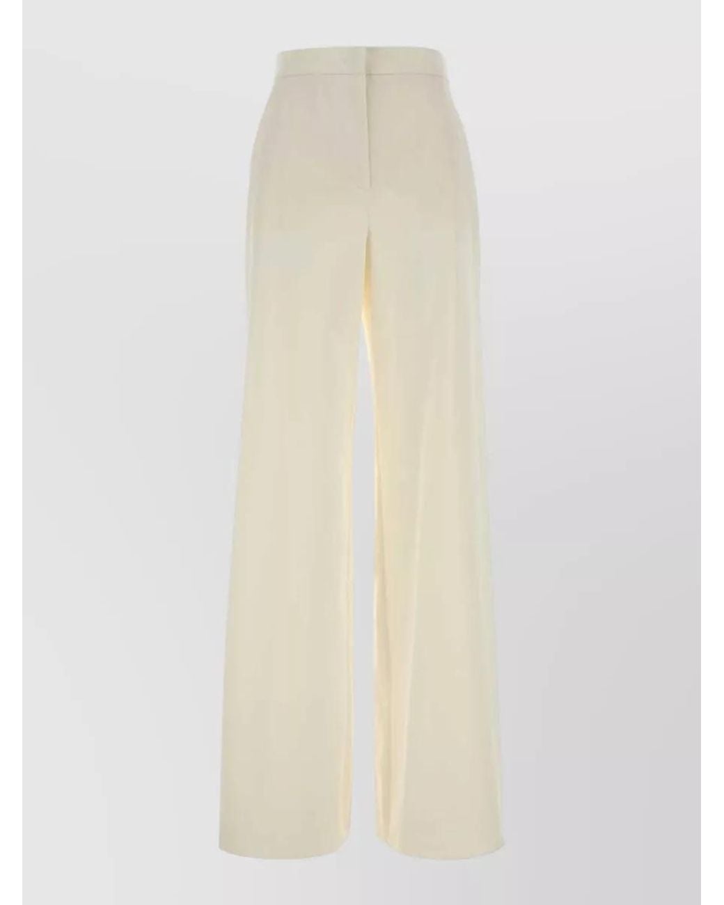 Max Mara White Stretch Cotton Wide-Leg Trousers