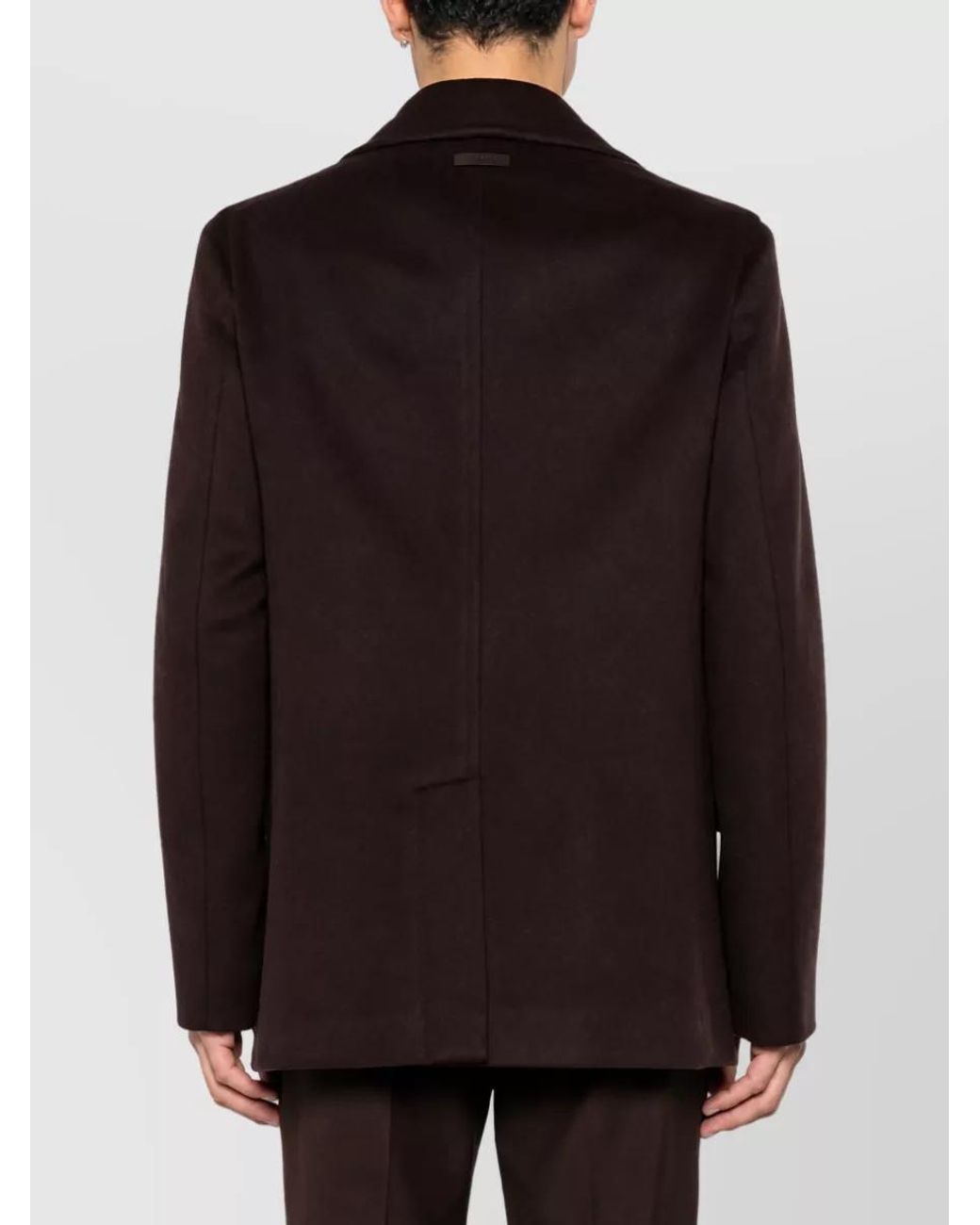 Lardini Purple Wool Felted Double-Breasted Peacoat for men