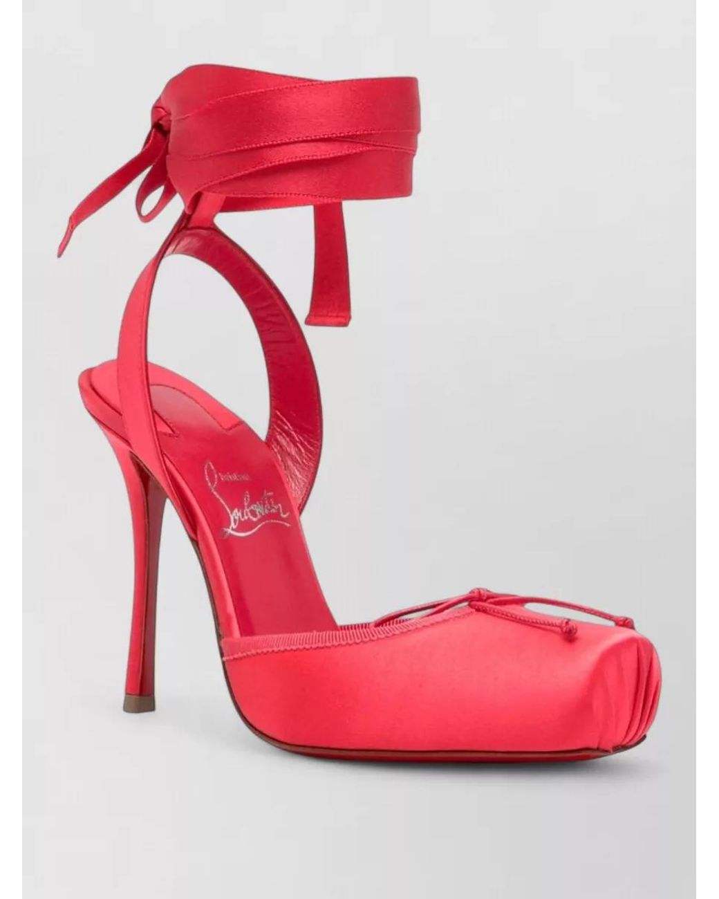Christian Louboutin Red Satin Lace Up Sandals