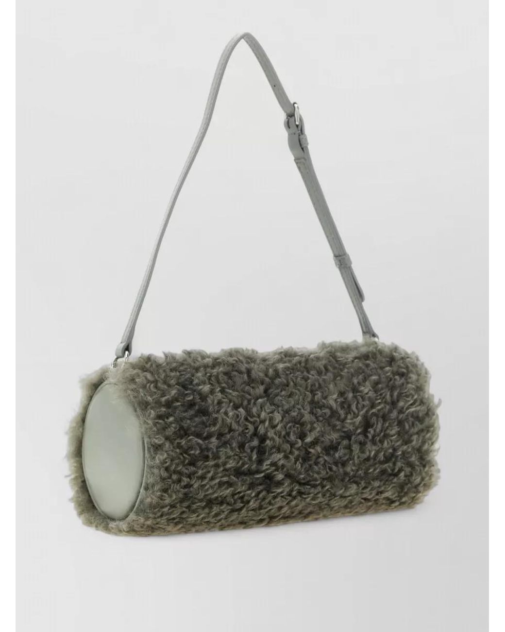 Stella McCartney Gray Stella Logo Shearling Shoulder Bag