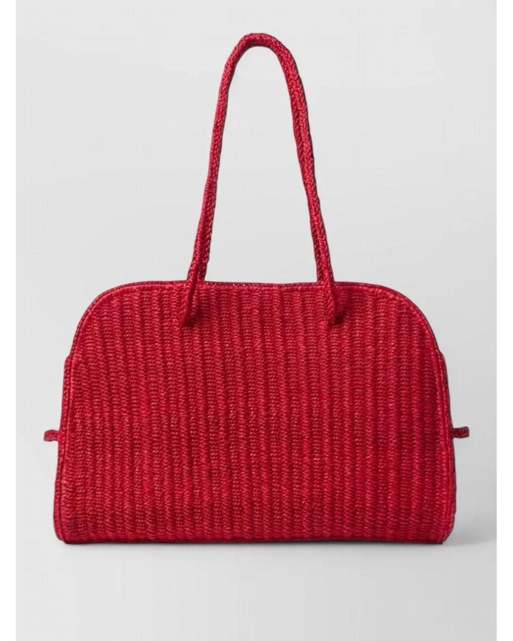 Jacquemus Rectangular Tote Bag Woven Texture Handles In Red Lyst