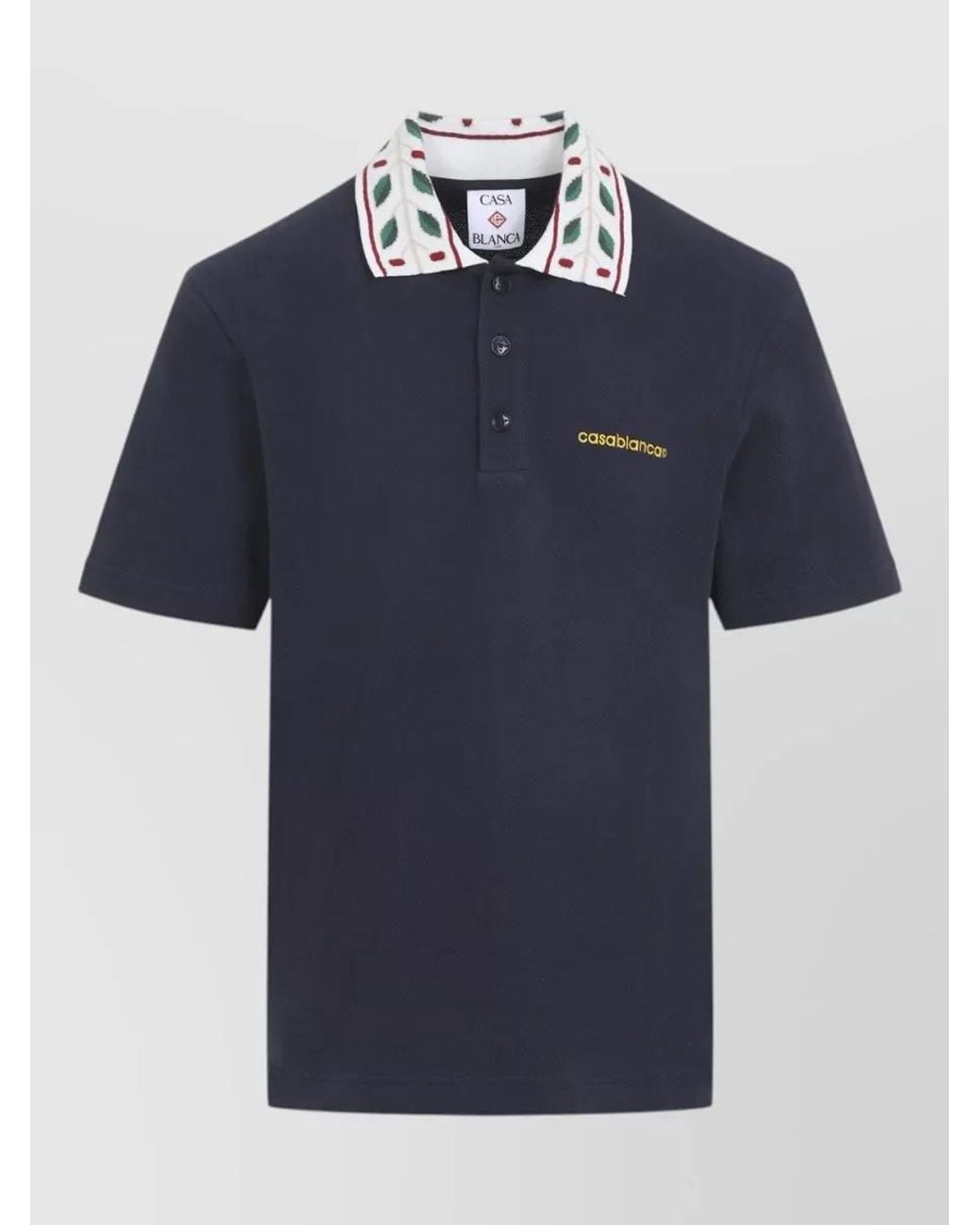 Casablanca Blue Organic Cotton Piqué Polo Shirt for men