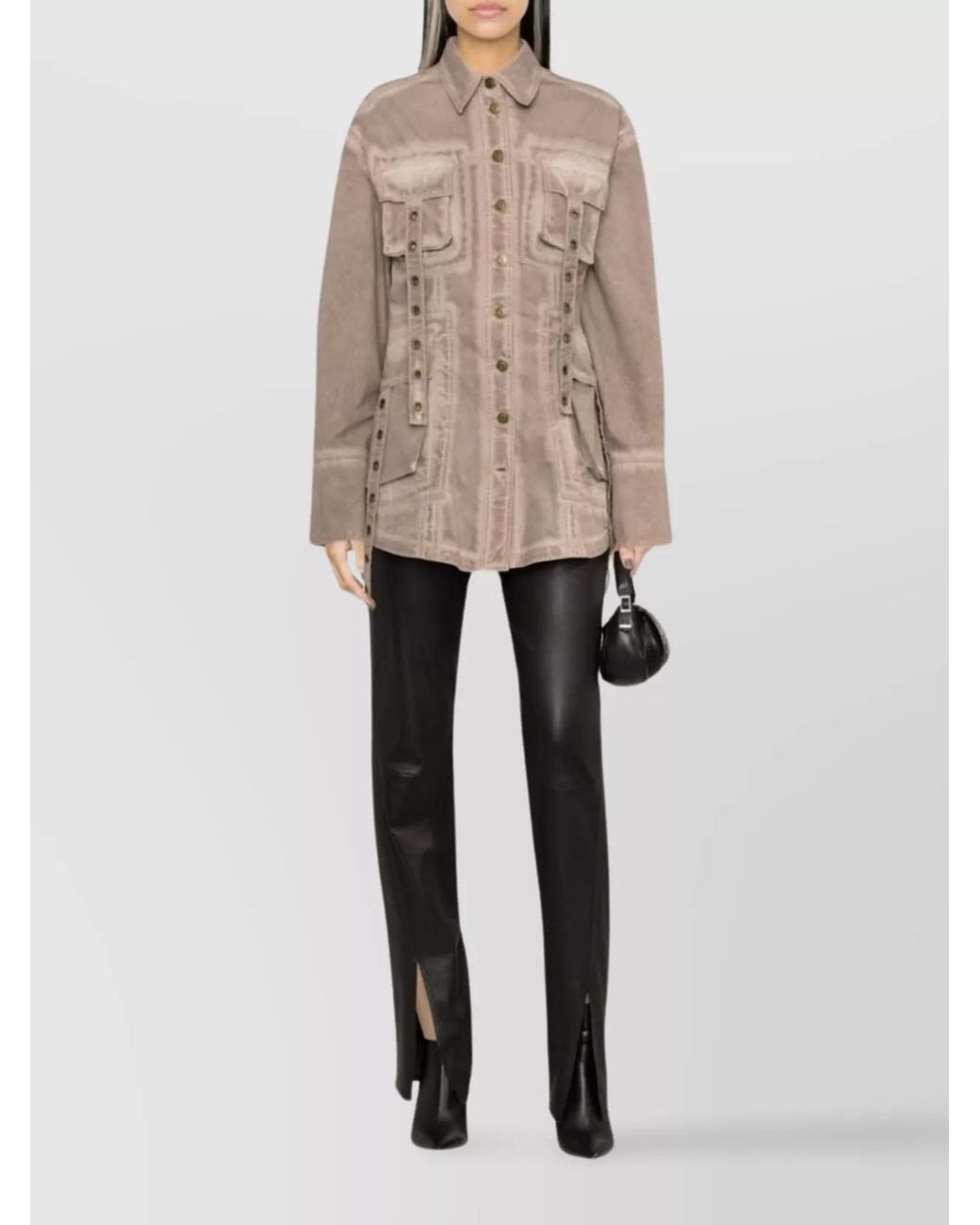 Blumarine Natural Eyelet Denim Fitted Jacket