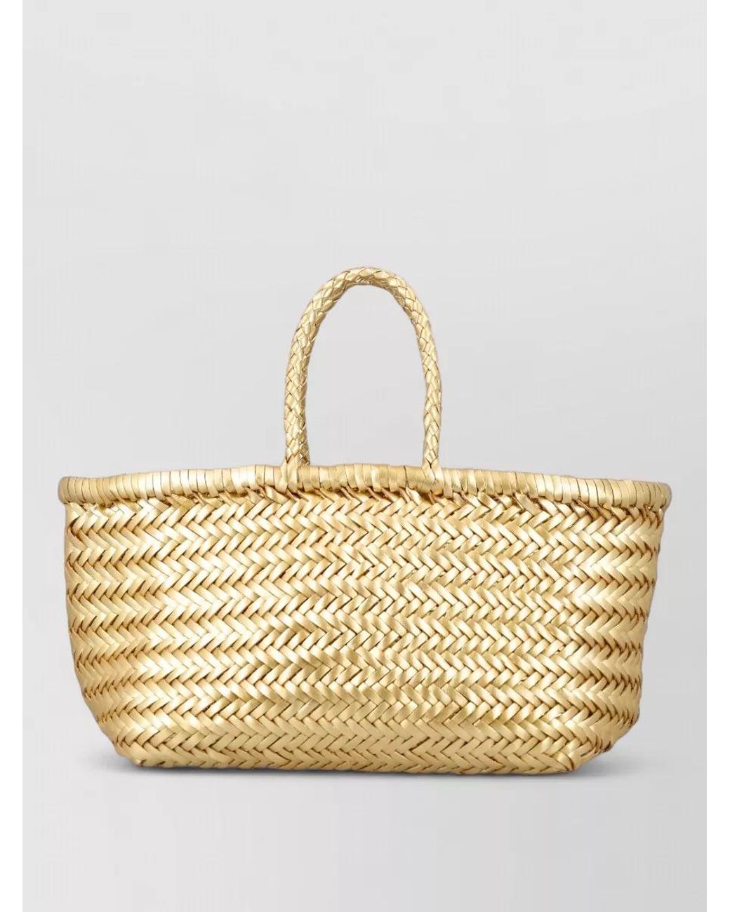 Dragon Diffusion Bamboo Woven Beach Bag Dual Handles in Metallic | Lyst UK