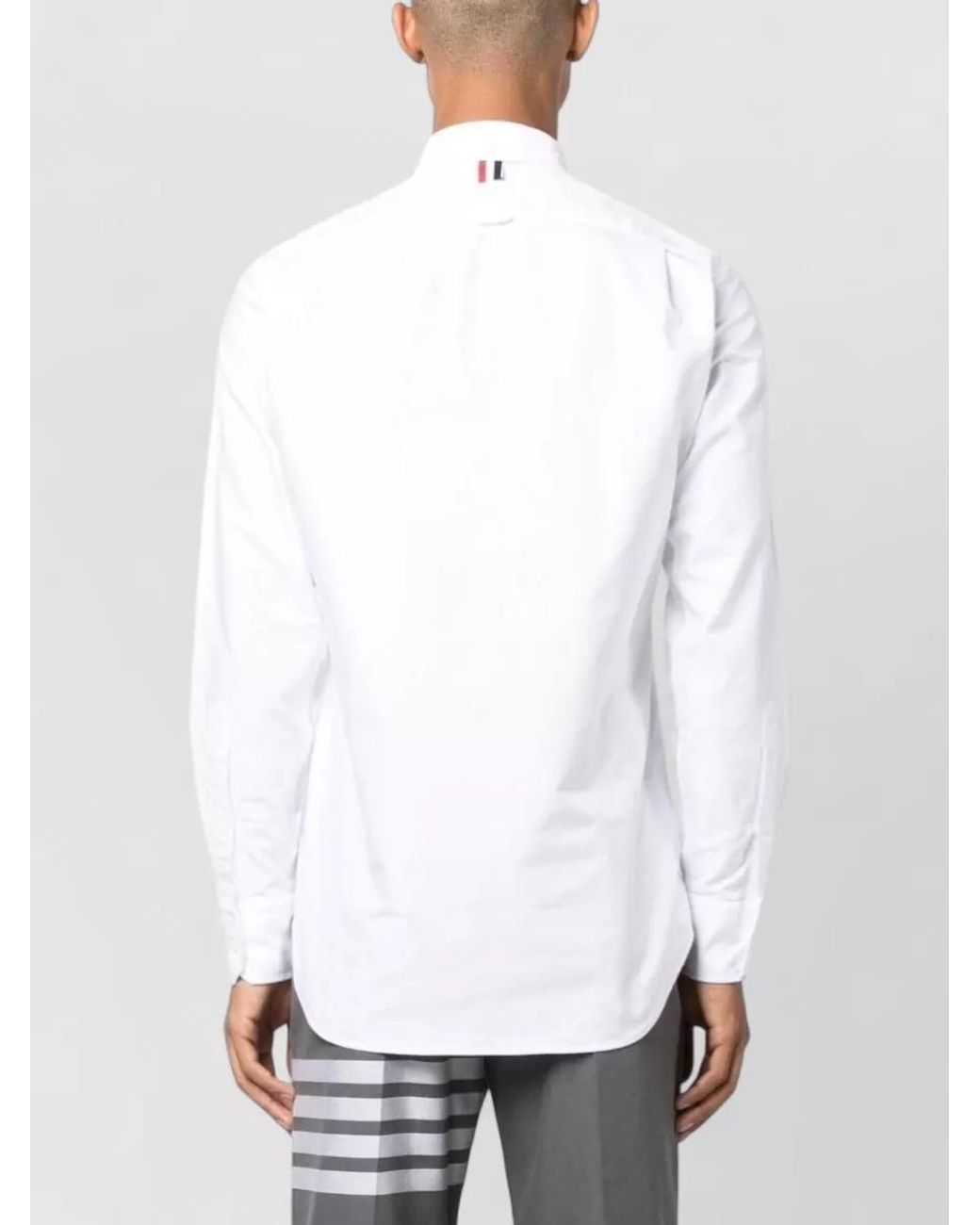Thom Browne White Cotton Oxford Long-Sleeve Shirt for men