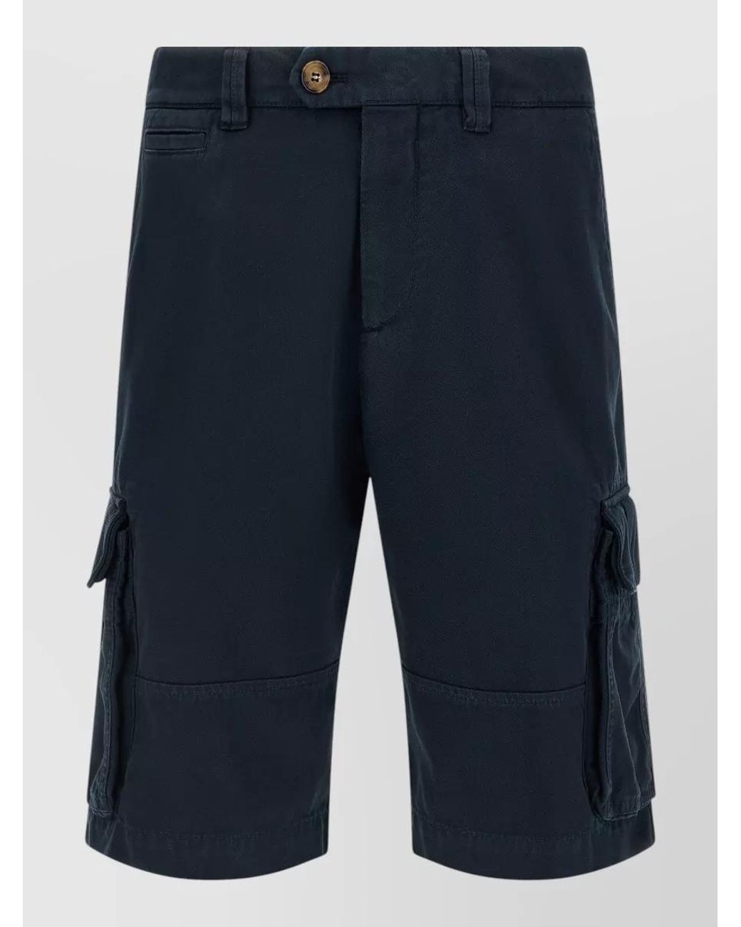 Brunello Cucinelli Blue Cotton Cargo Shorts for men