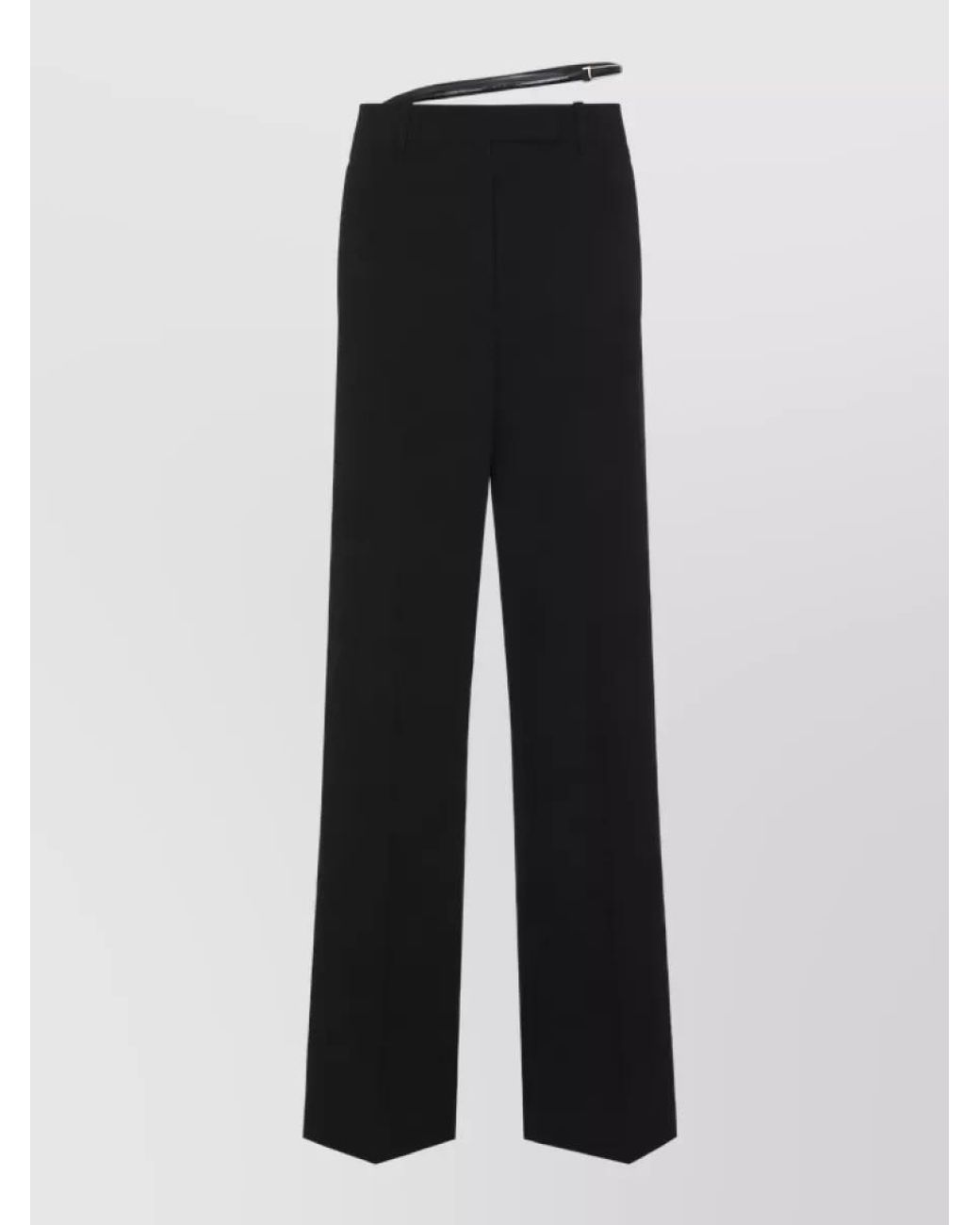 Tom Ford Black Virgin Wool Wide-Leg Tailored Trousers