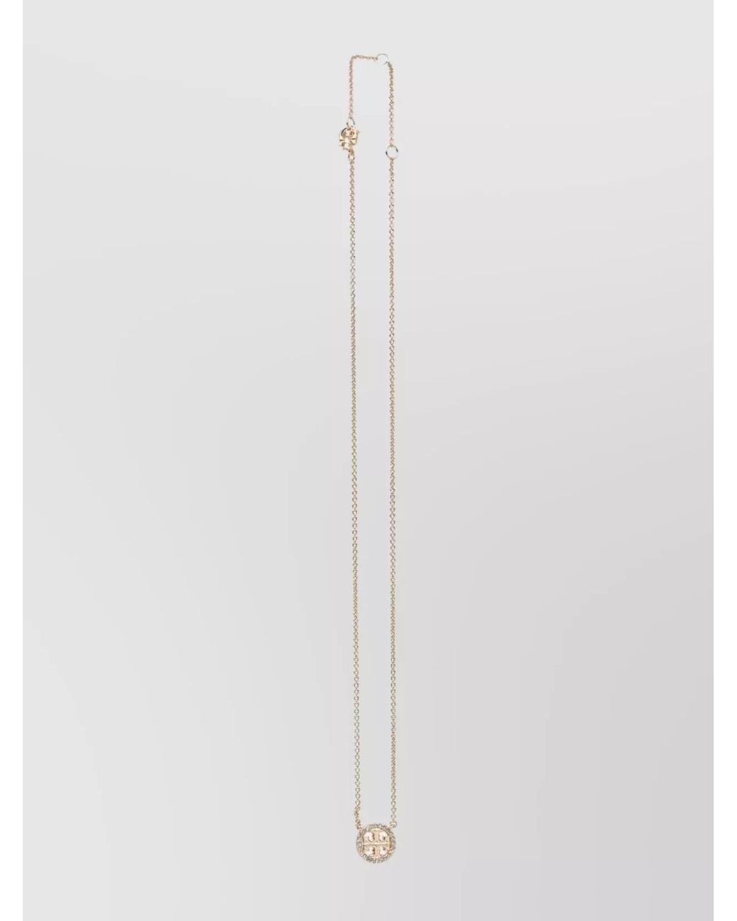 Tory Burch White Crystal-Embellished Pendant Necklace