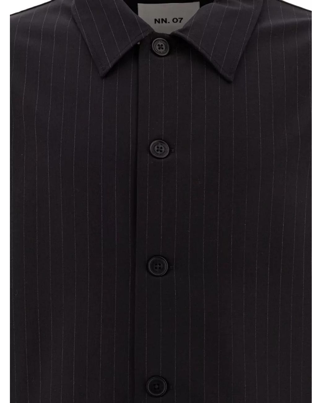 NN07 Black Striped Shirt Jacket for men