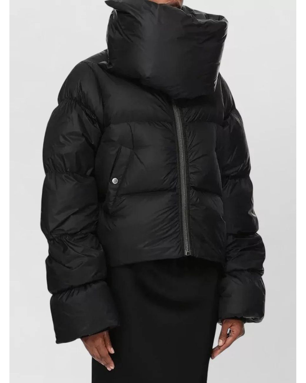 Rick Owens Black Down Funnel-Neck Puffer Jacket