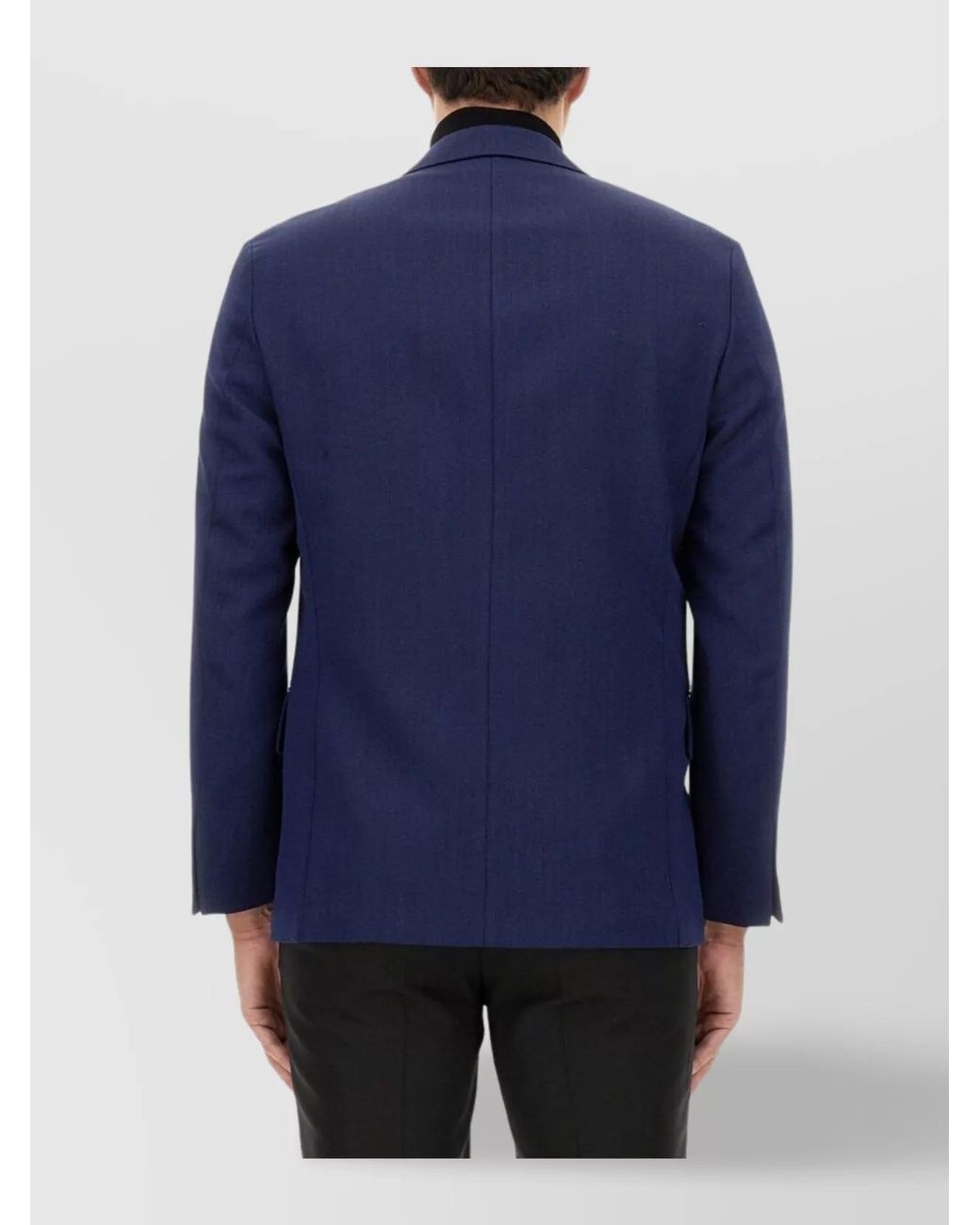 Boss Blue Virgin Wool Double-Breasted Blazer for men