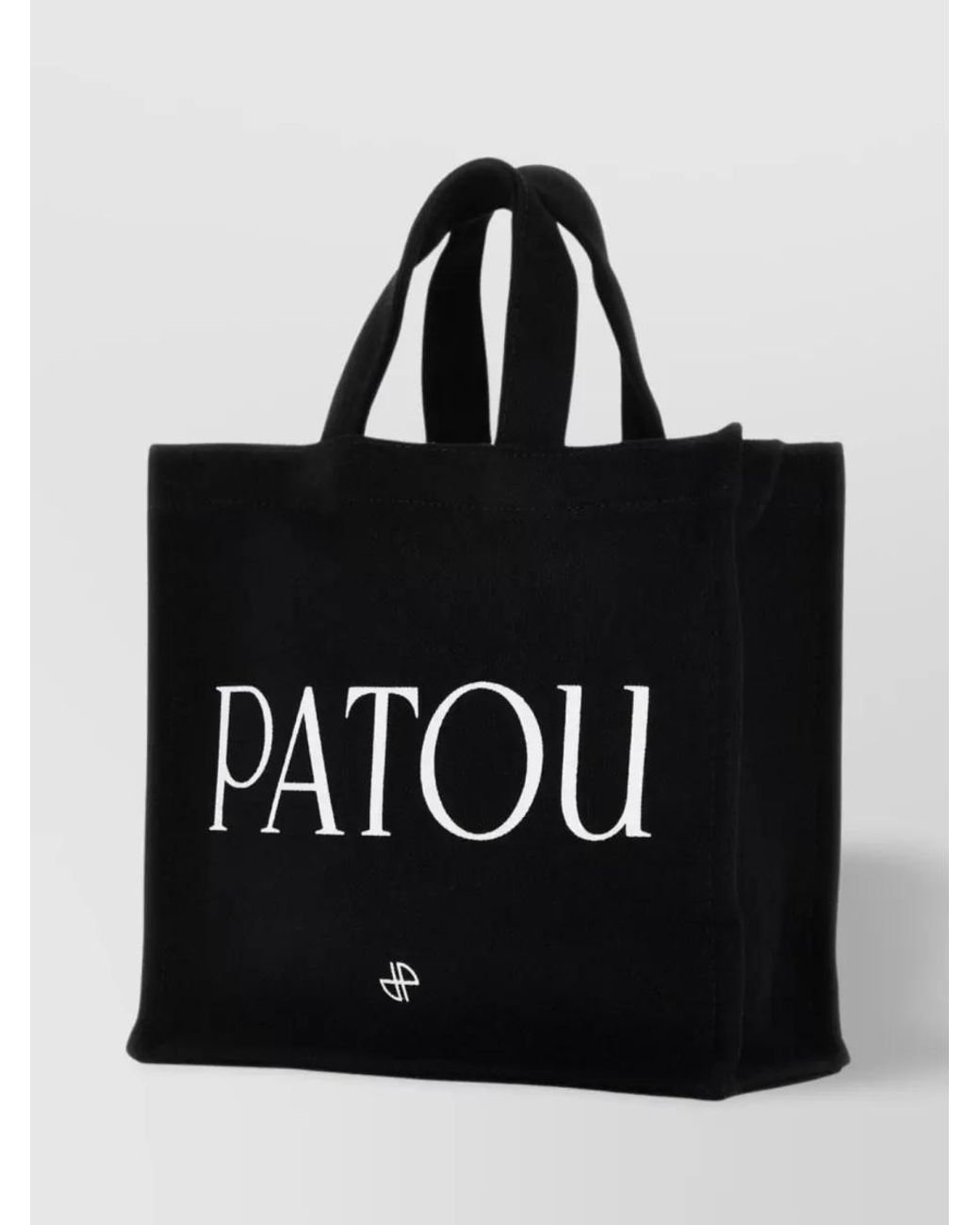 Patou Black Cotton Logo-Print Tote Bag