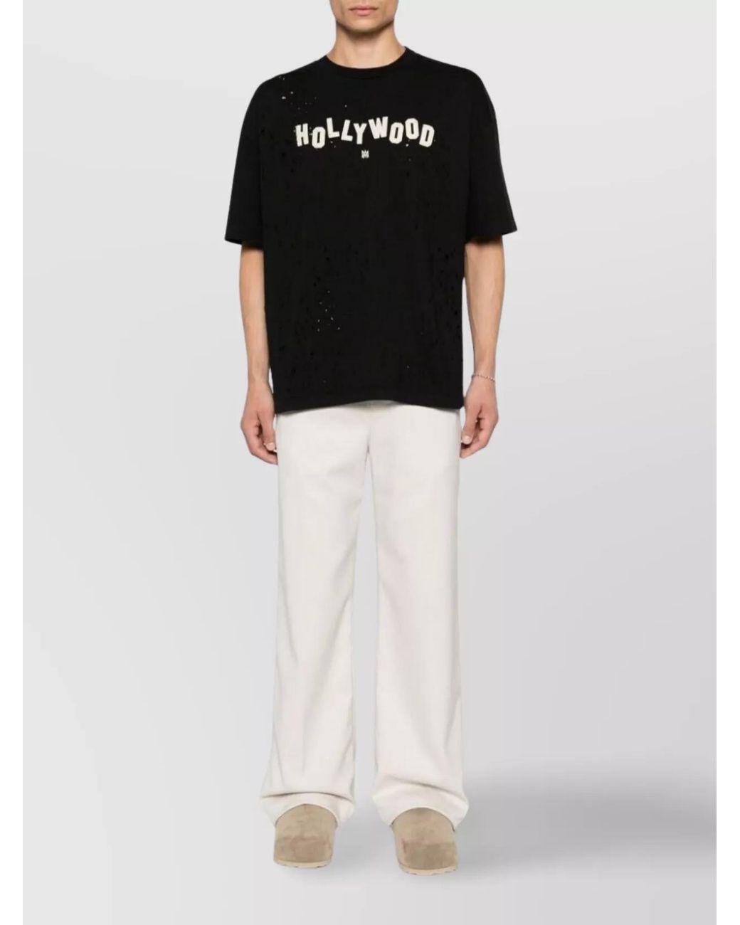 Amiri Black Cotton Hollywood Shotgun T-Shirt for men