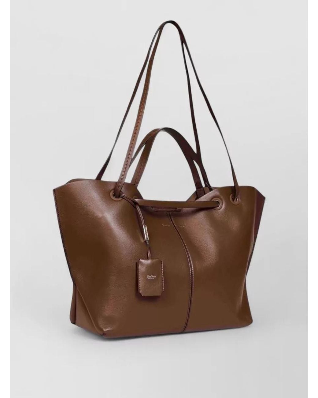 Max Mara Brown Silk Shoulder Tote Bag