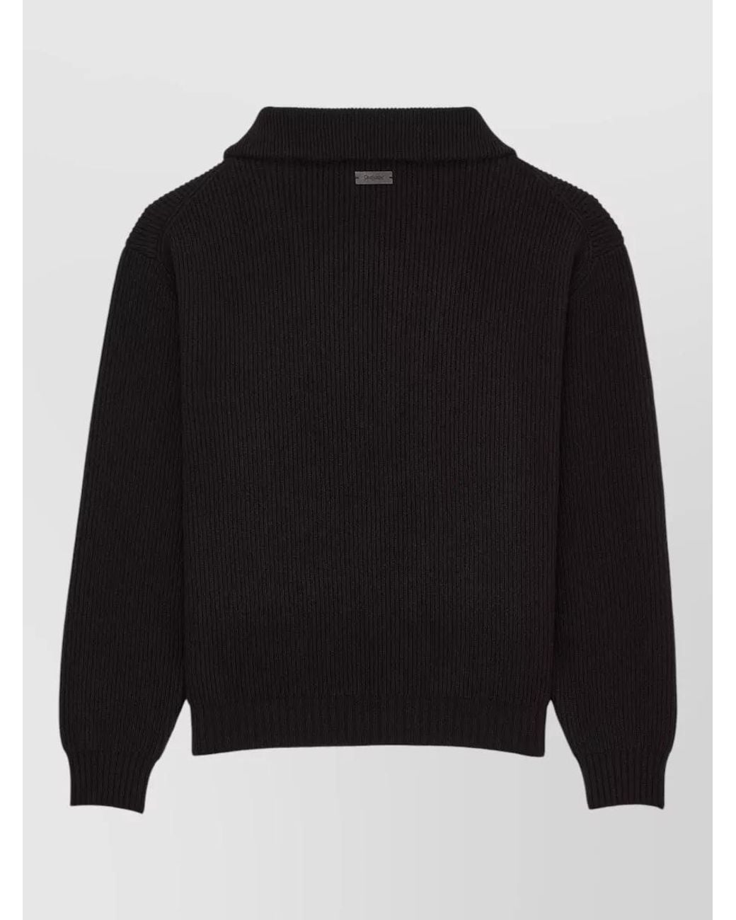 Saint Laurent Black Ribbed Wool Half-Zip Sweater for men